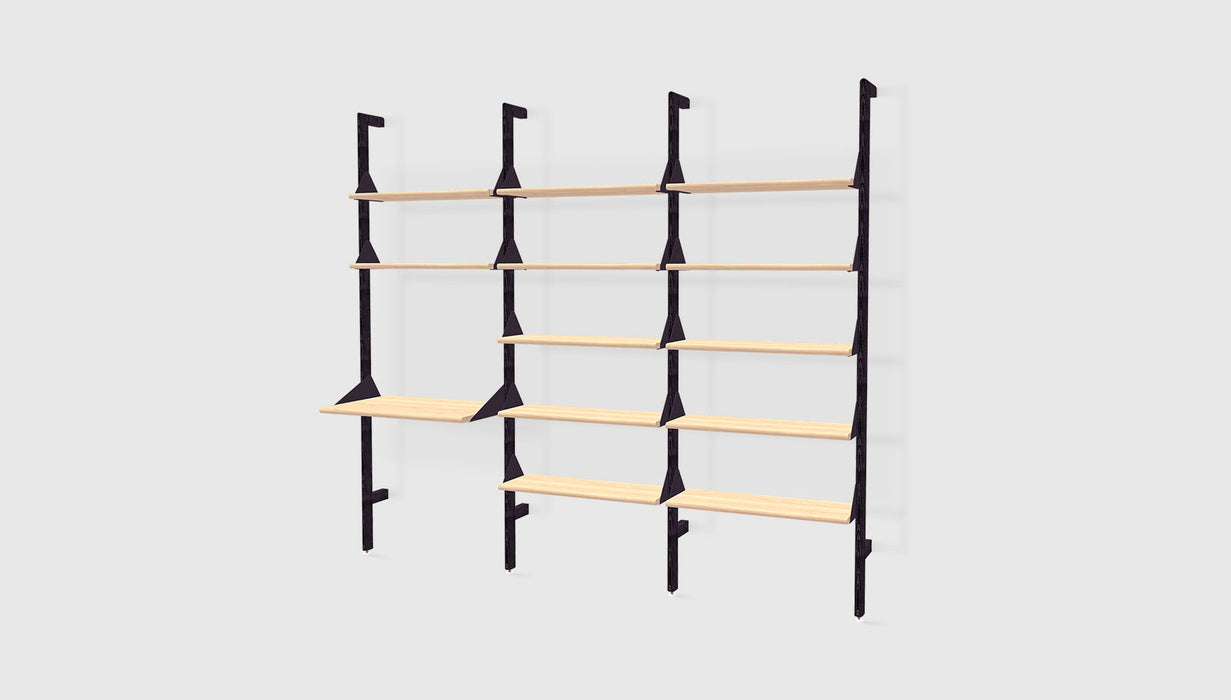 Black Uprights Black Brackets Blonde Shelves /