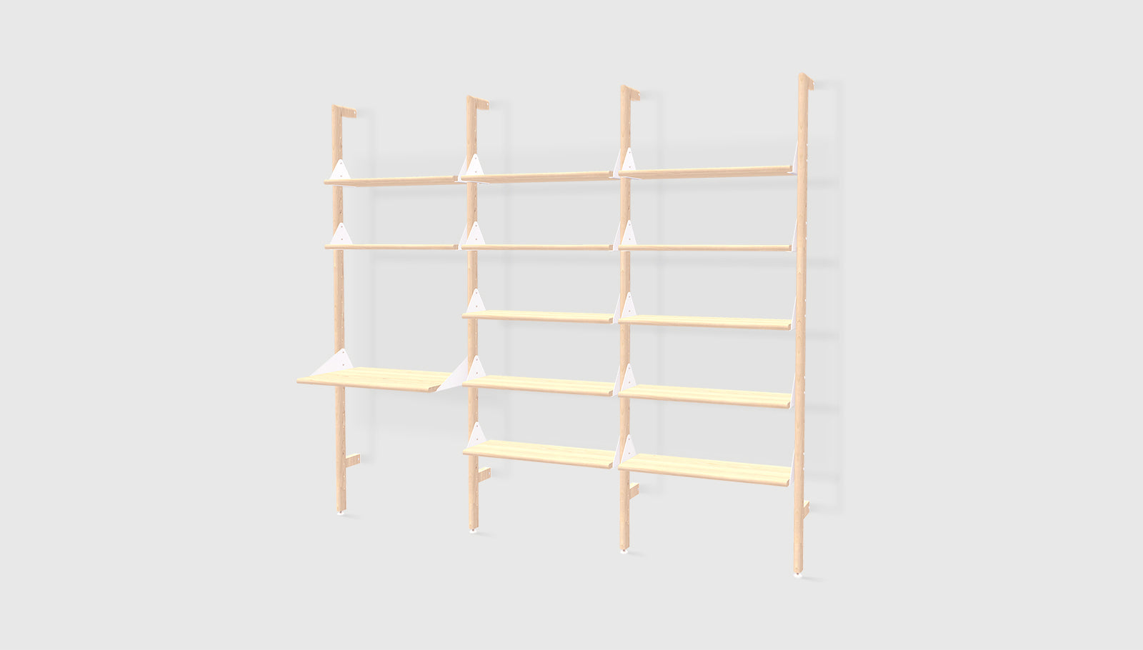 Blonde Uprights White Brackets Blonde Shelves /