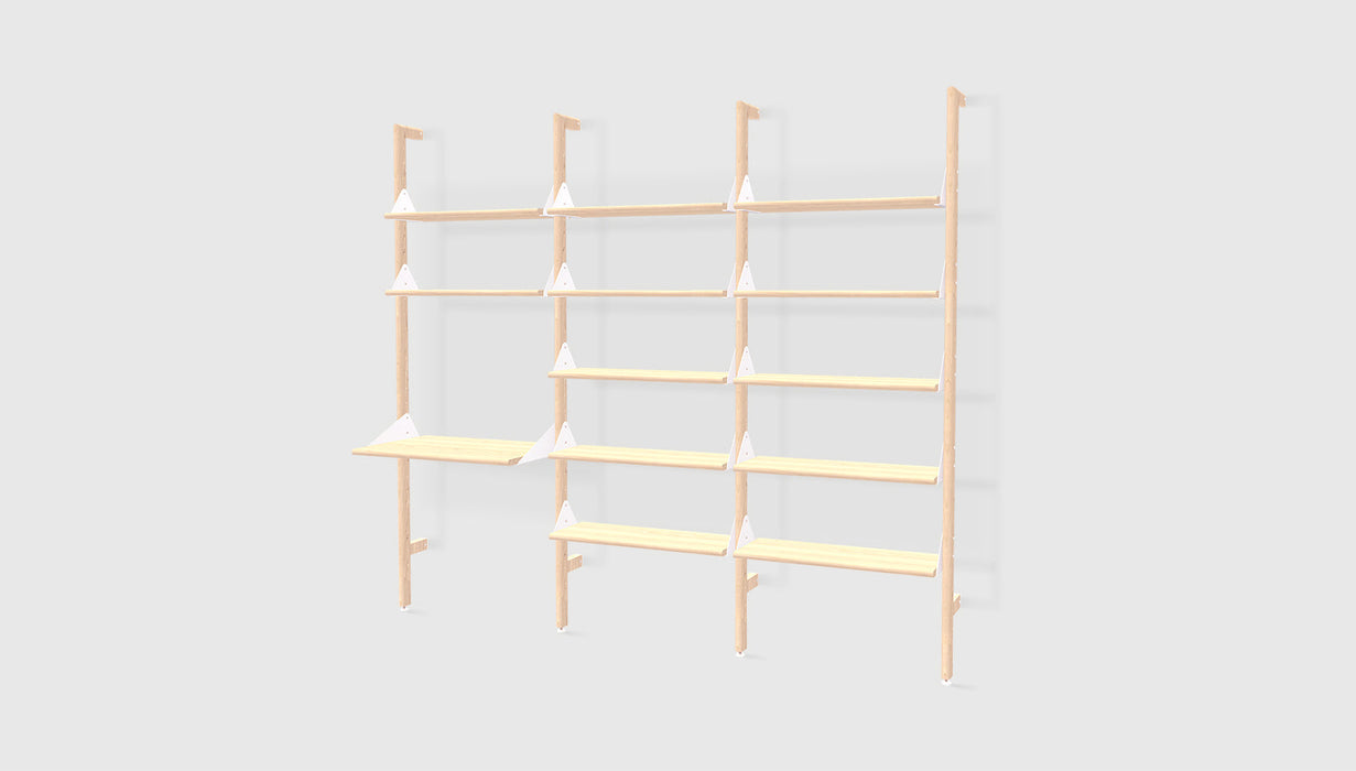 Blonde Uprights White Brackets Blonde Shelves /