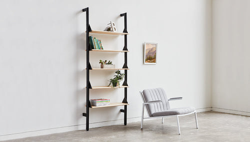 Black Uprights Black Brackets Blonde Shelves / Lifestyle