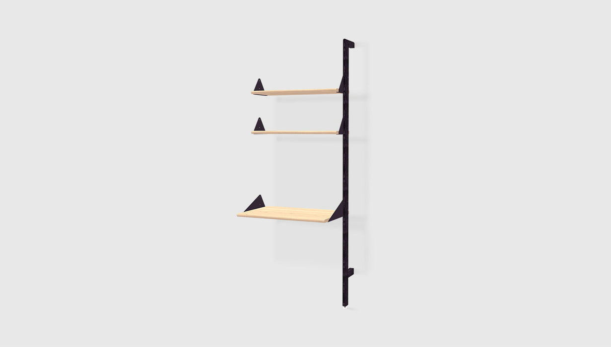 Black Uprights Black Brackets Blonde Shelves /