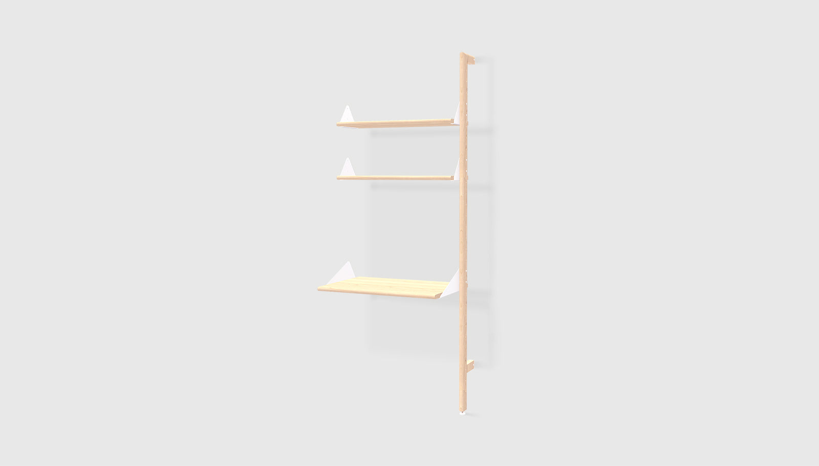 Blonde Uprights White Brackets Blonde Shelves /
