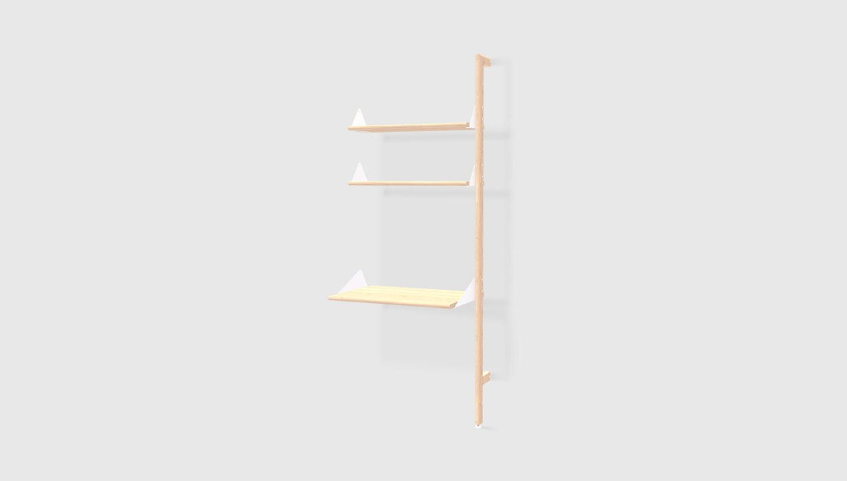 Blonde Uprights White Brackets Blonde Shelves /