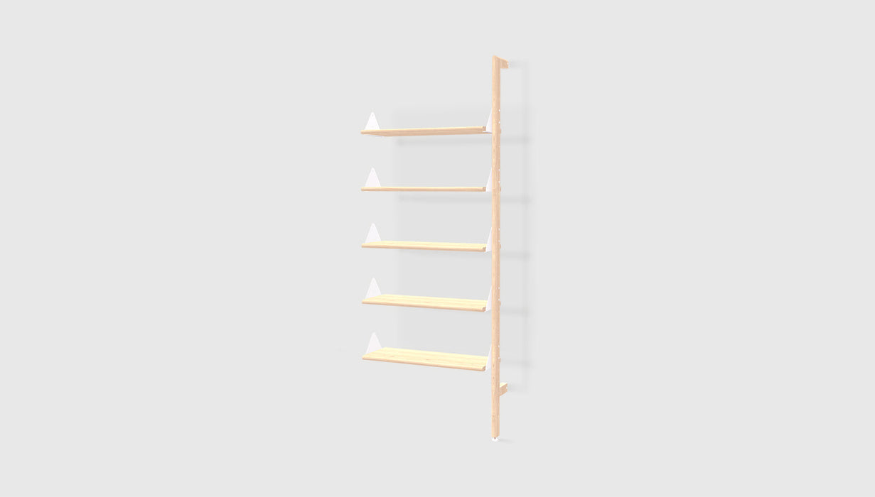 Blonde Uprights White Brackets Blonde Shelves /