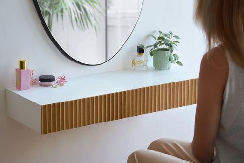 Fluted Dressing Table With Oak Drawers