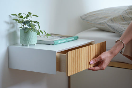 Fluted Nightstand With Oak Drawer