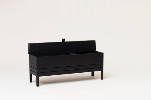 Form & Refine A Line Storage Bench 111, Black-stained