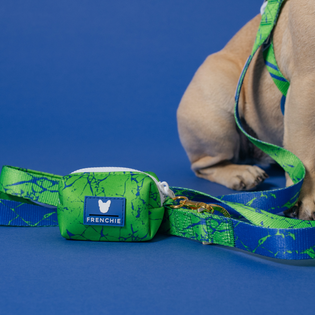 Frenchie Poo Bag Holder - Green Marble