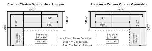 Halti Sectional Storage Sleeper Full XL Size - MTO