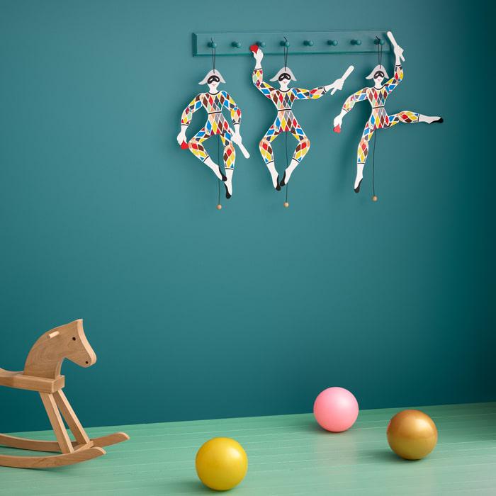 Kay Bojesen Harlequin Jumping Jack, Multi, H: 20.1"