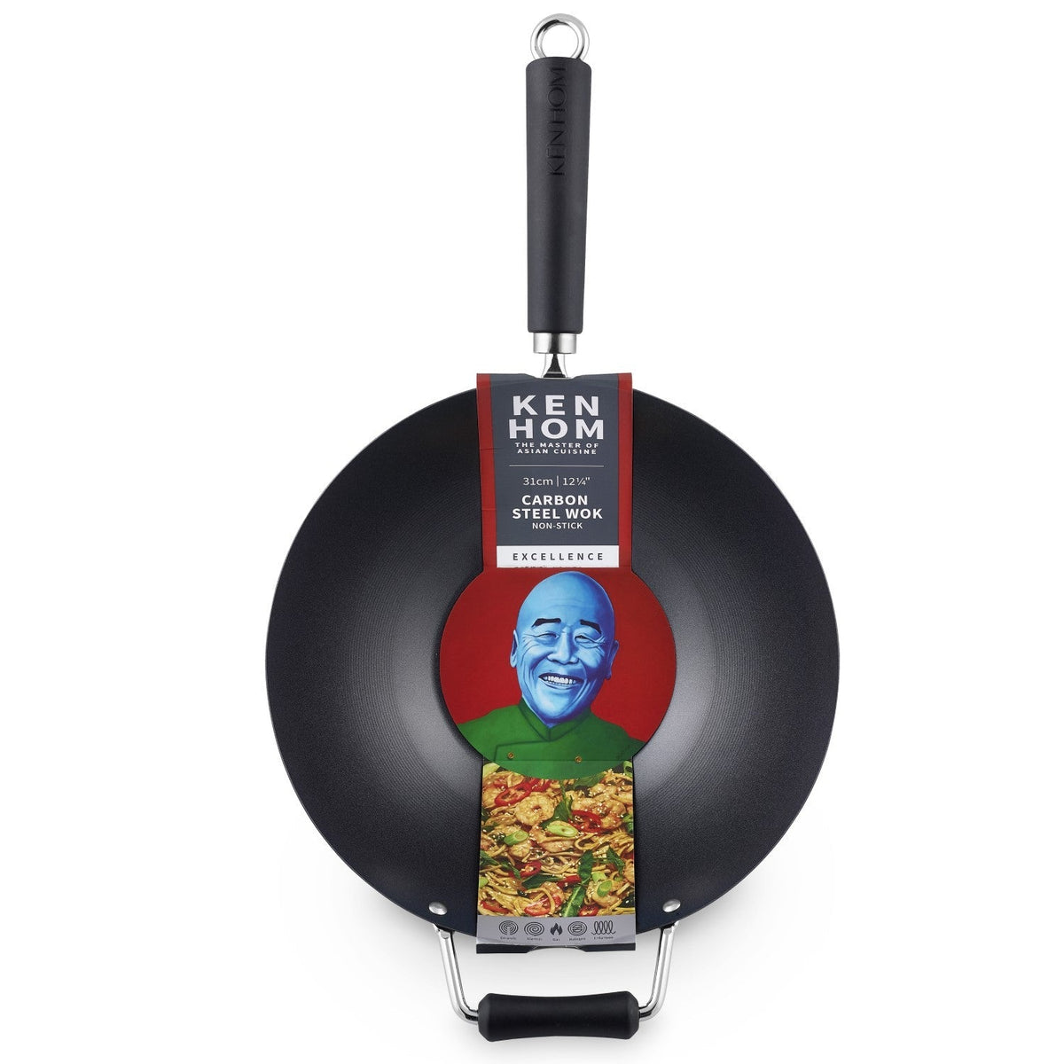 Ken Hom Excellence Non-Stick Carbon Steel Wok, 12 in