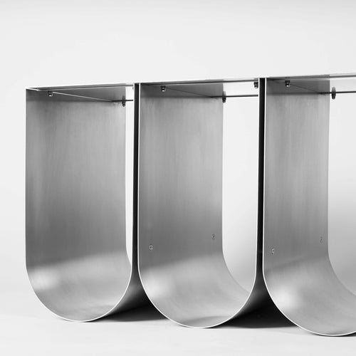 Curved Bench, Stainless Steel, Kristina Dam Studio