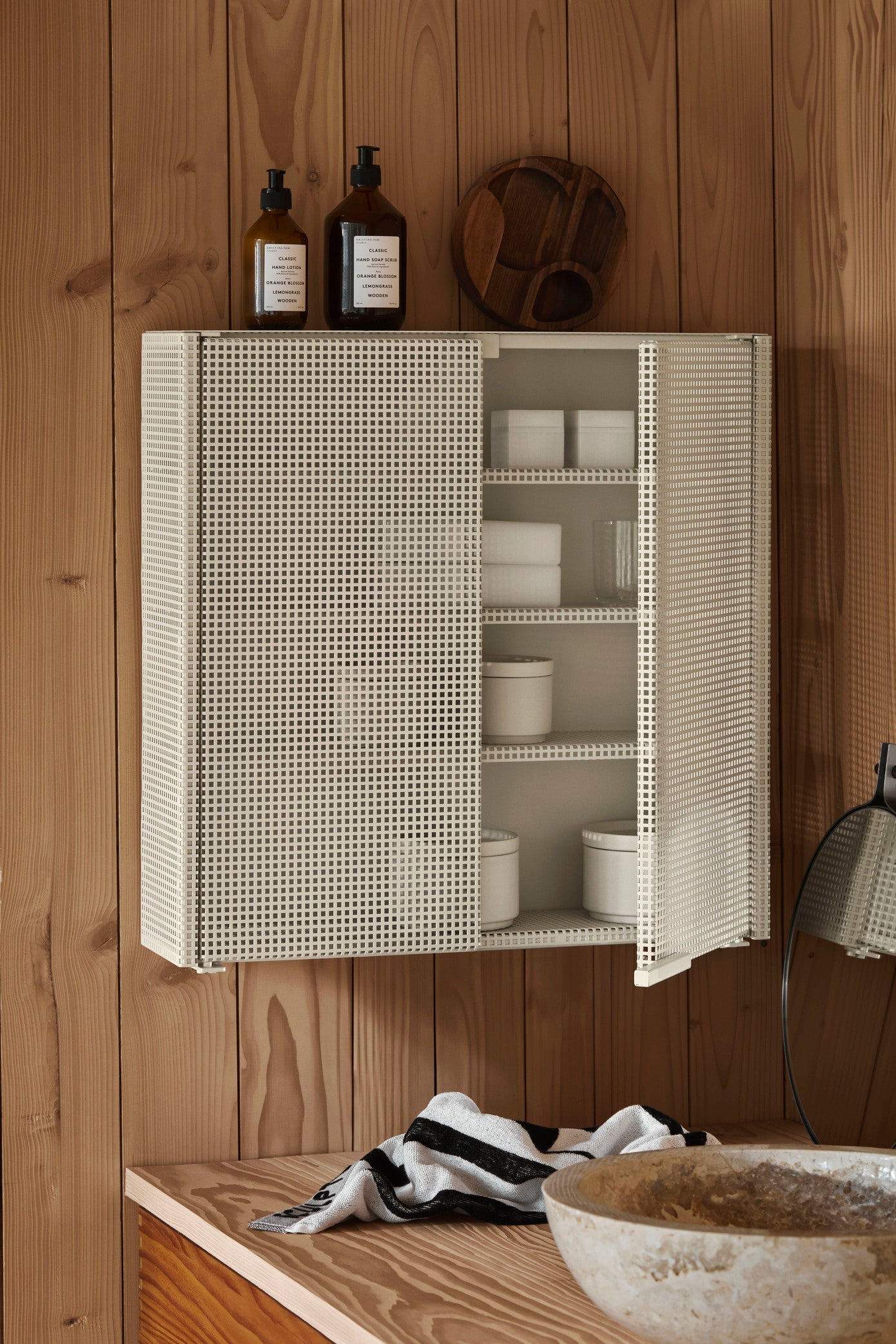 Grid Wall Cabinet - Beige