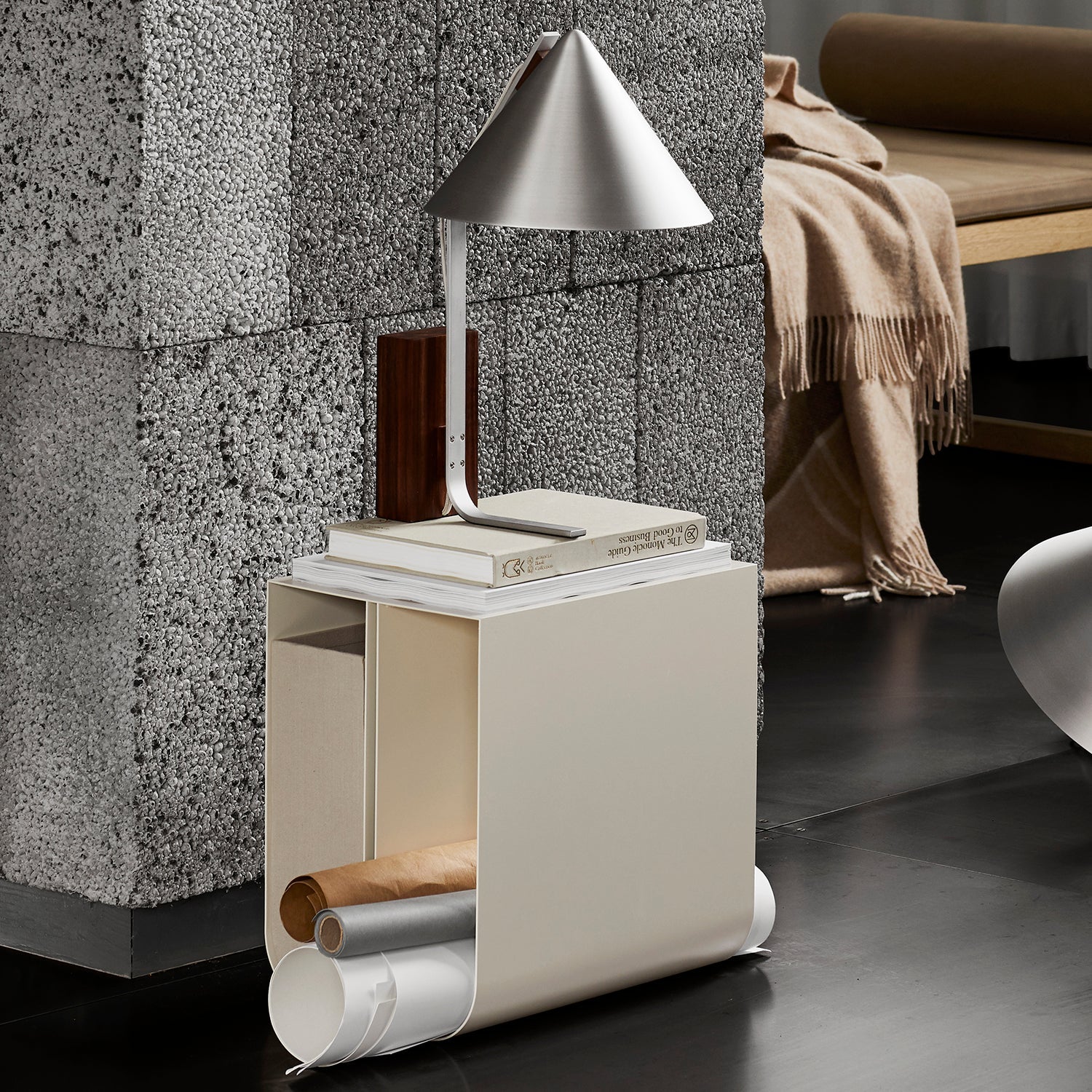 Curved Side Table Box Grey - Small