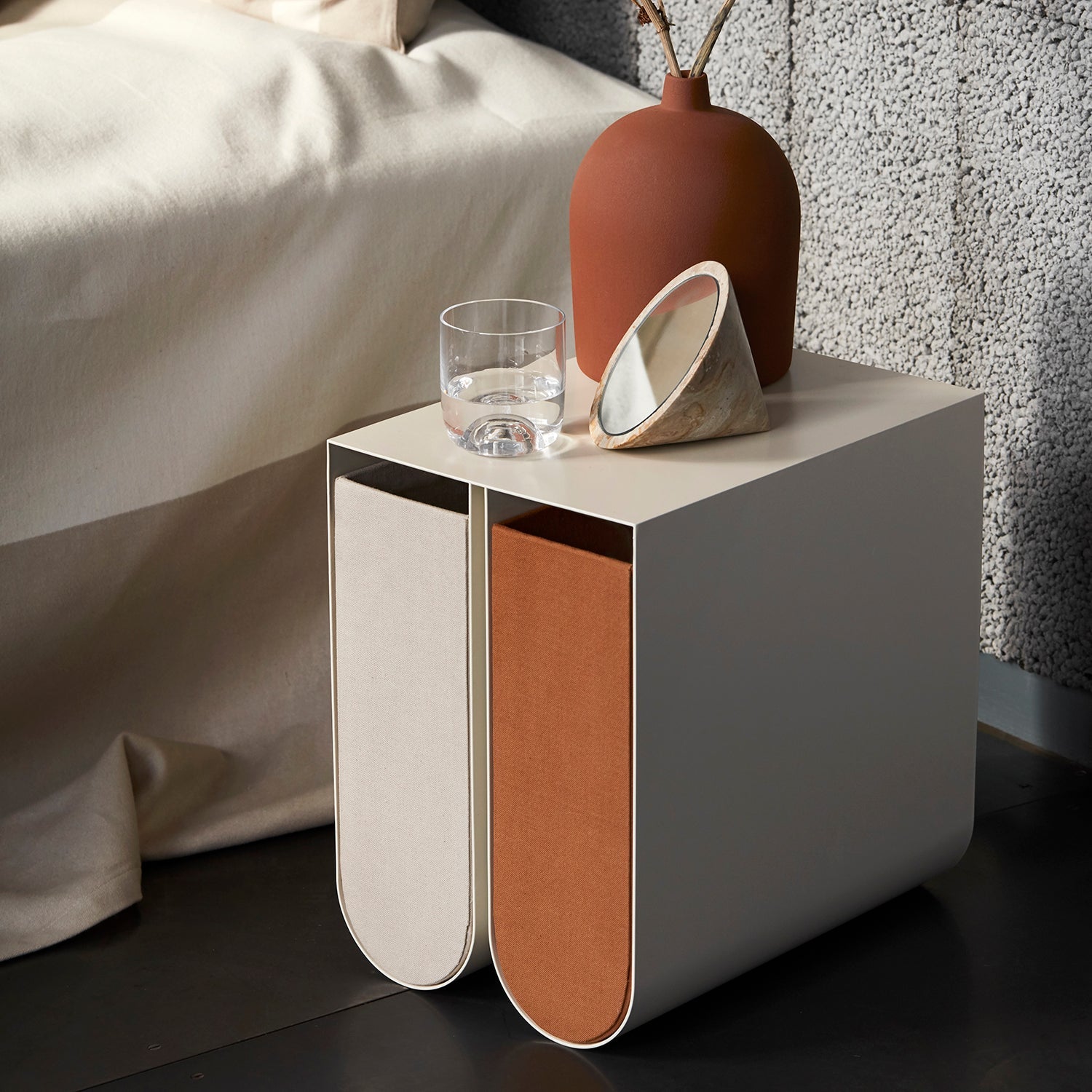 Curved Side Table Box Grey - Small