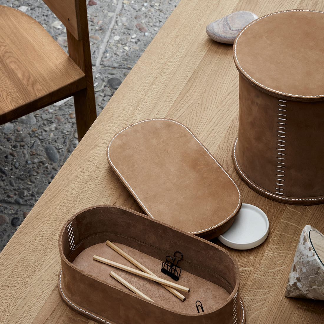 Kristina Dam Studio Stitched Leather Box â€“ L