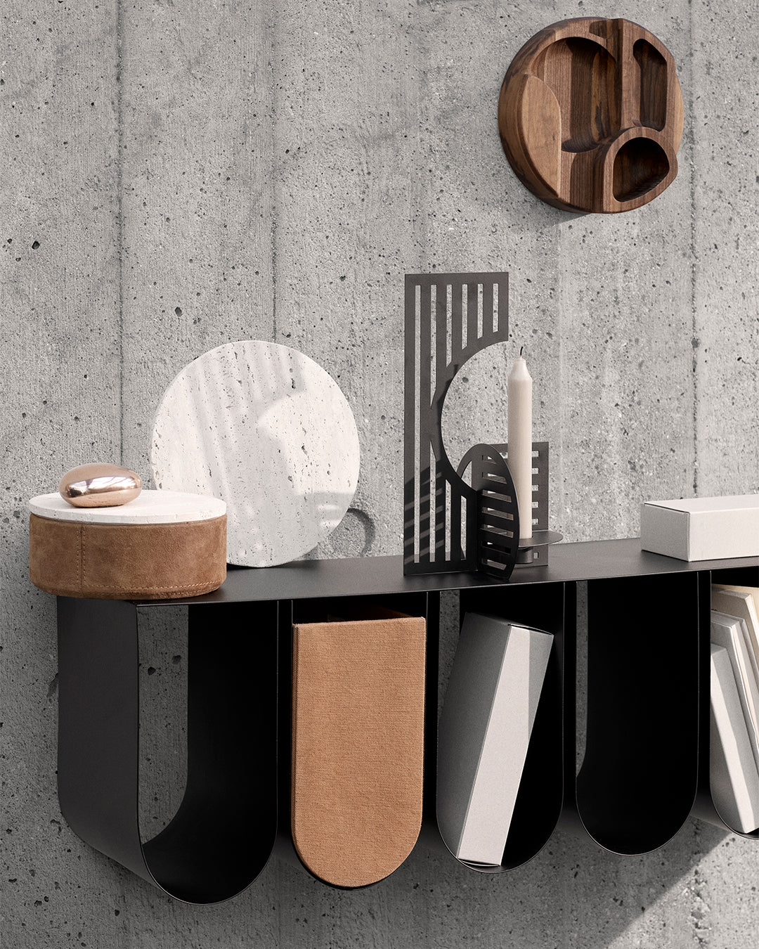 Curved Wall Shelf Box Grey - XXS