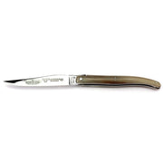 Laguiole en Aubrac Handcrafted Plated Multipurpose Knife, Full Solid Horn Handle, 4.75 inches