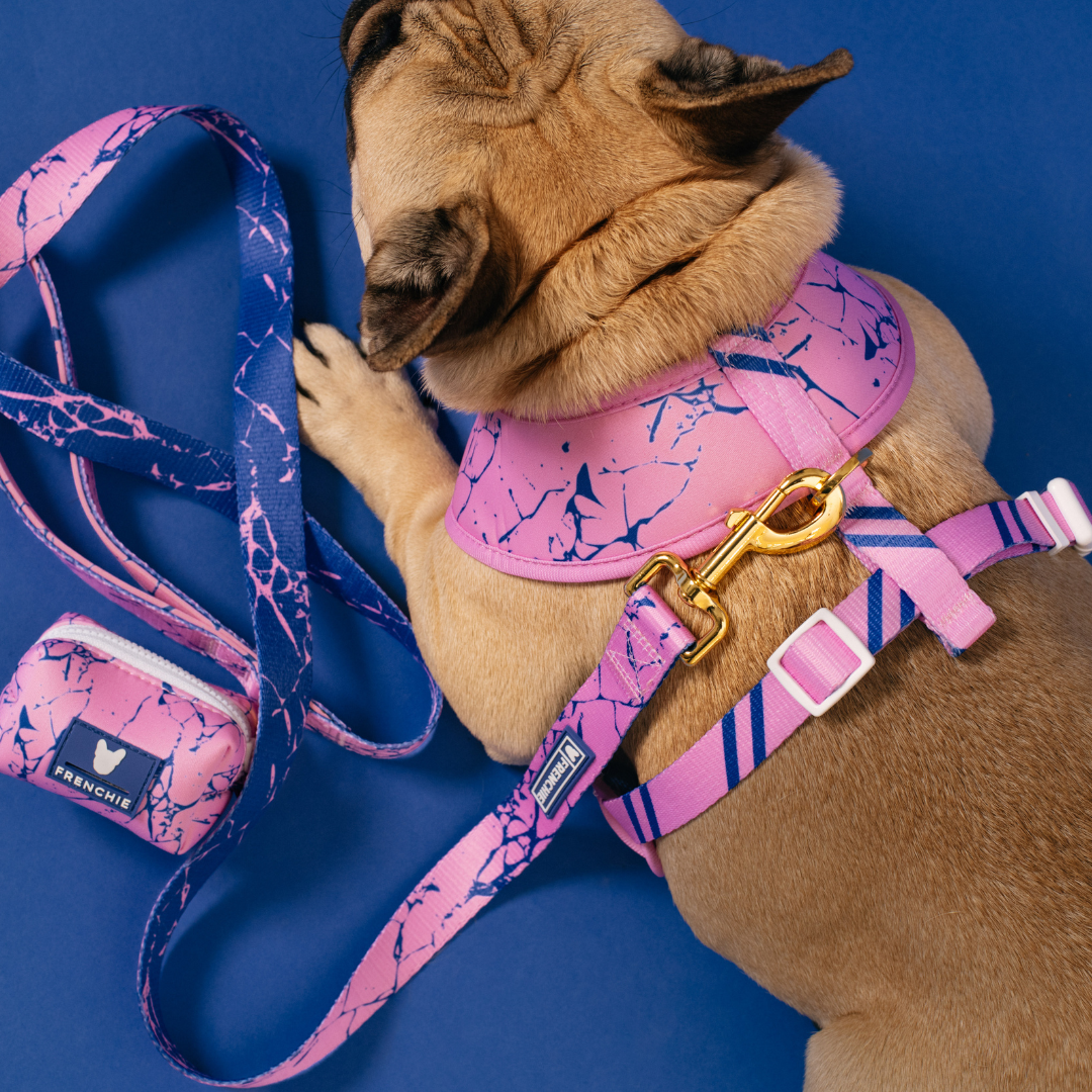 Frenchie Poo Bag Holder - Pink Marble