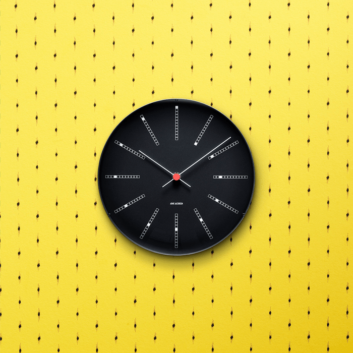 Arne Jacobsen Bankers Wall Clock, Black, Large, Ø: 11.4
