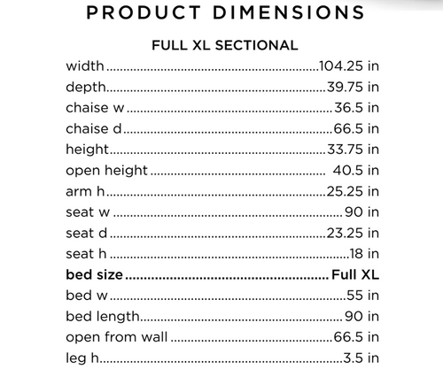 Noah Sectional Storage Sleeper Full XL Size