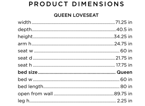 Leon Loveseat Sleeper Queen Size - MTO