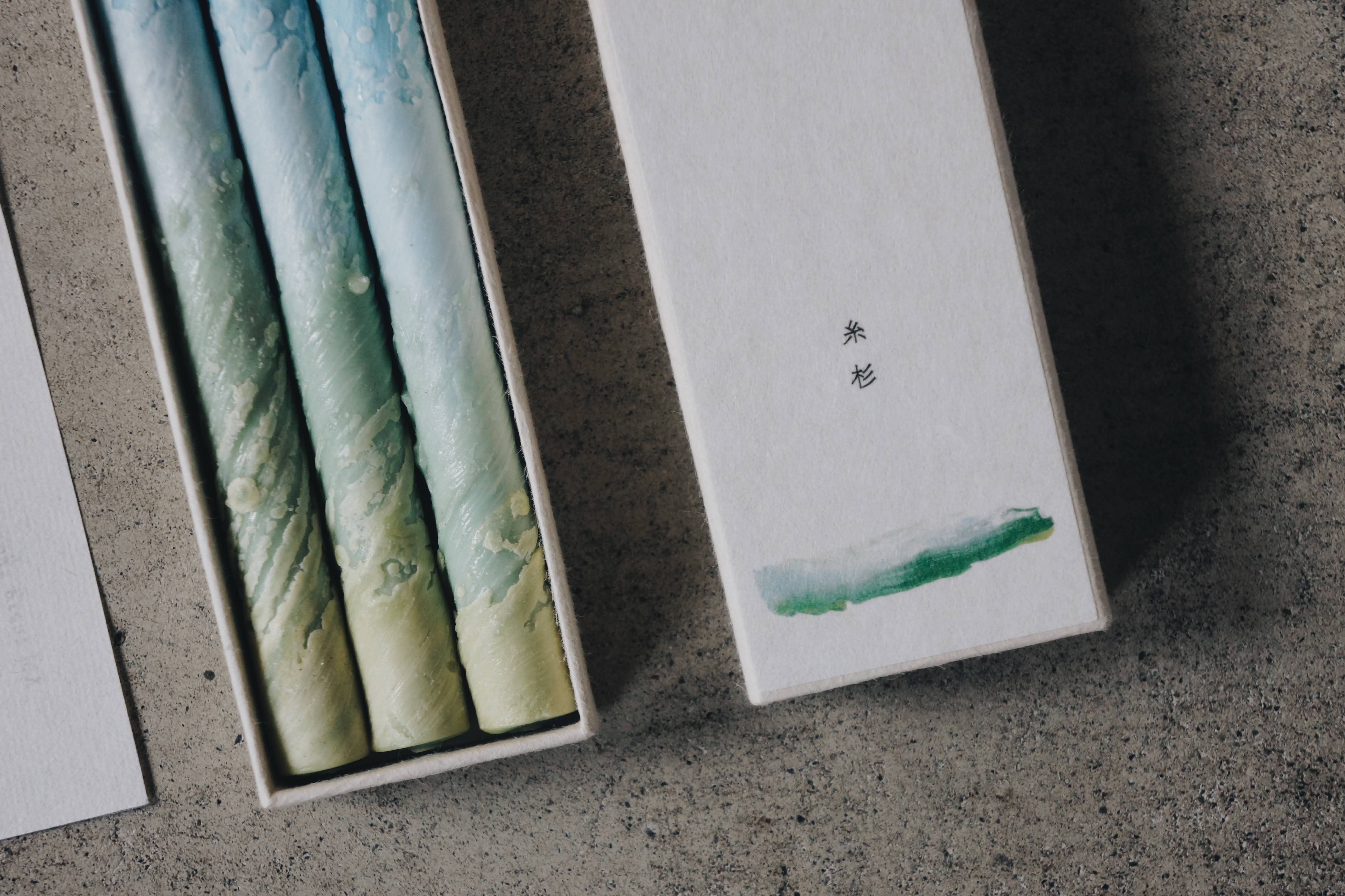 Traditional Japanese Multi-Colored Candle Set of Three