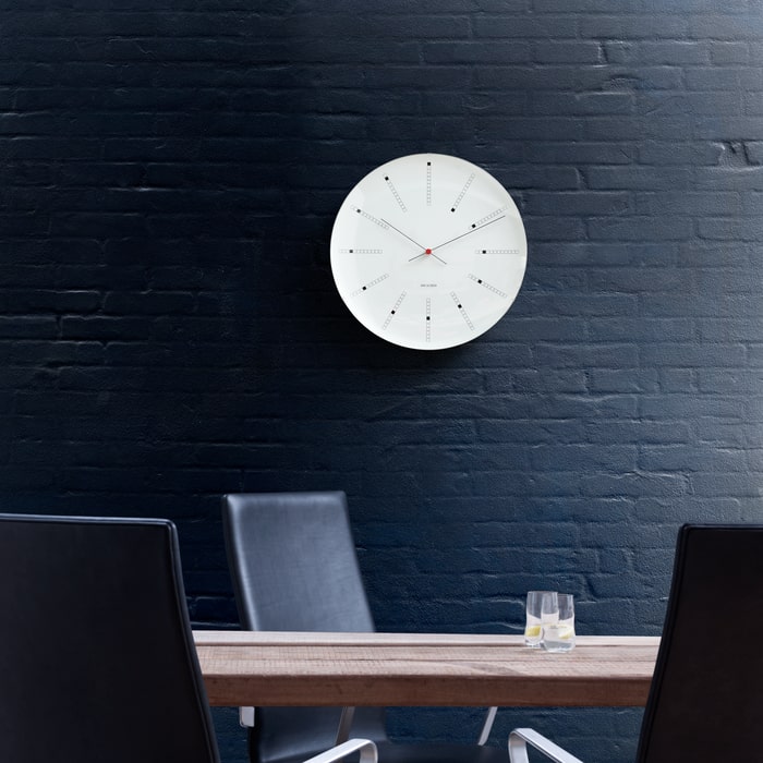 Arne Jacobsen Bankers Wall Clock, White, Extra Large, Ø: 18.9"