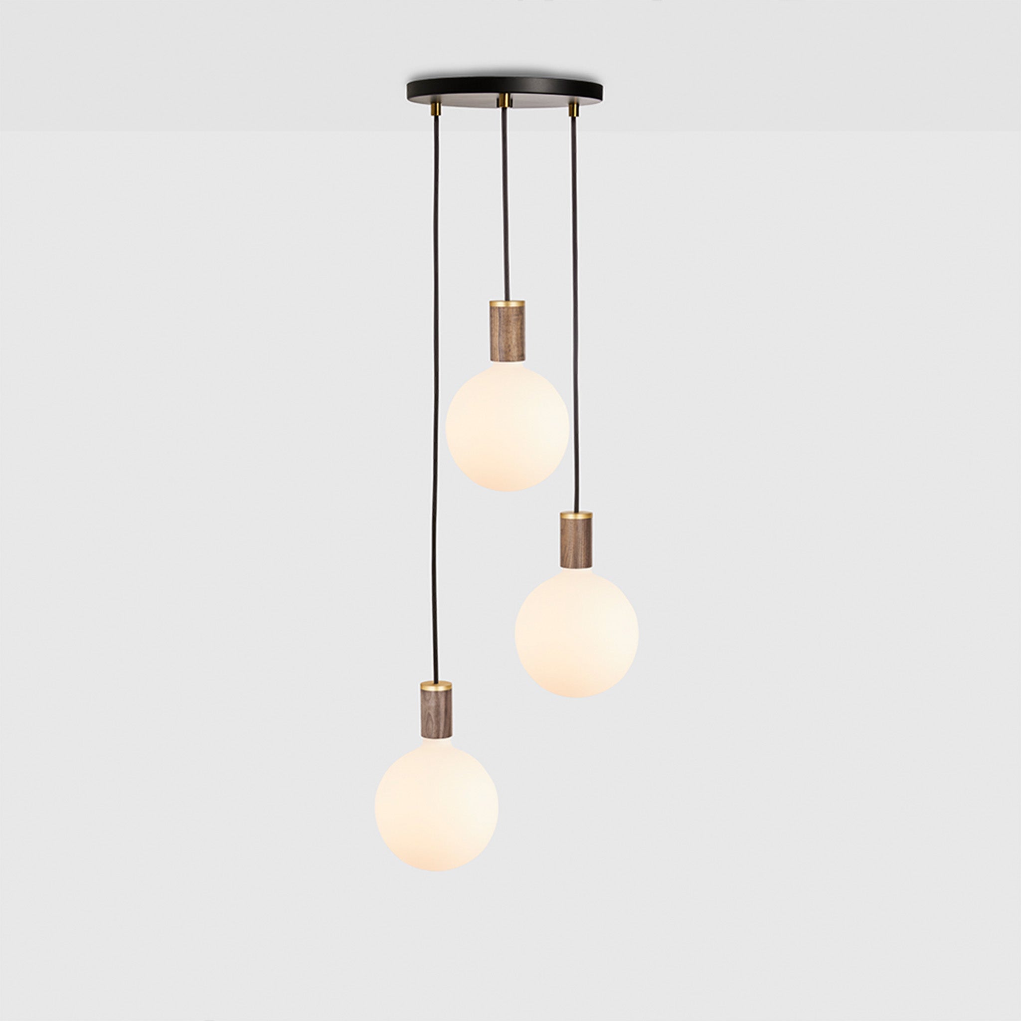 Triple Pendant in Walnut + Sphere IV - Black Canopy