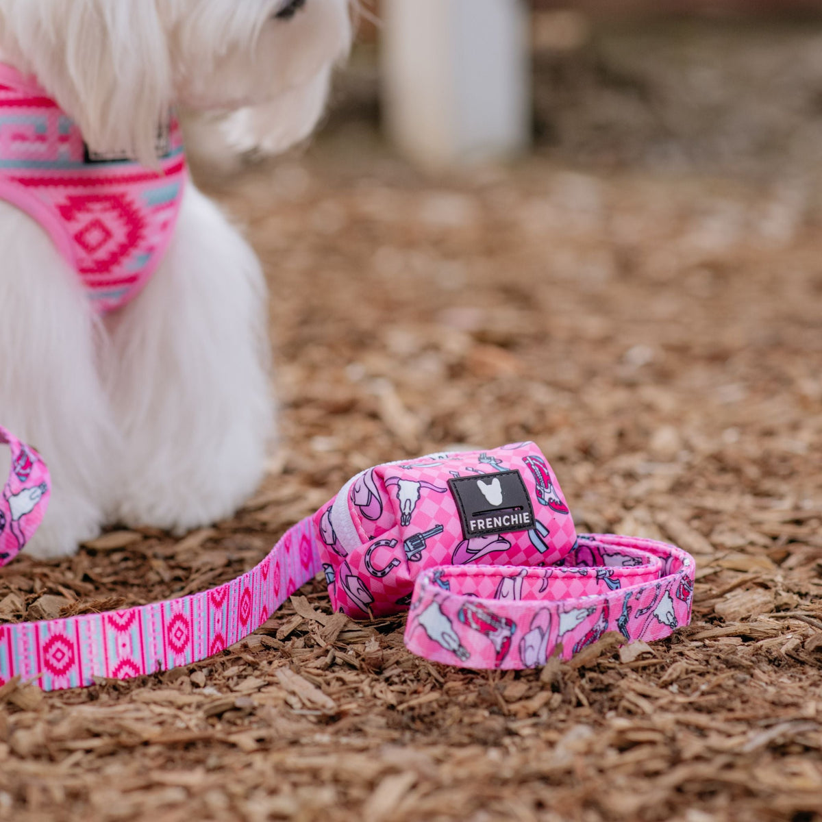Frenchie Poo Bag Holder - Wild West- Pink