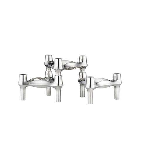 STOFF Nagel BMF Candle Holder, Chrome, Set of 3