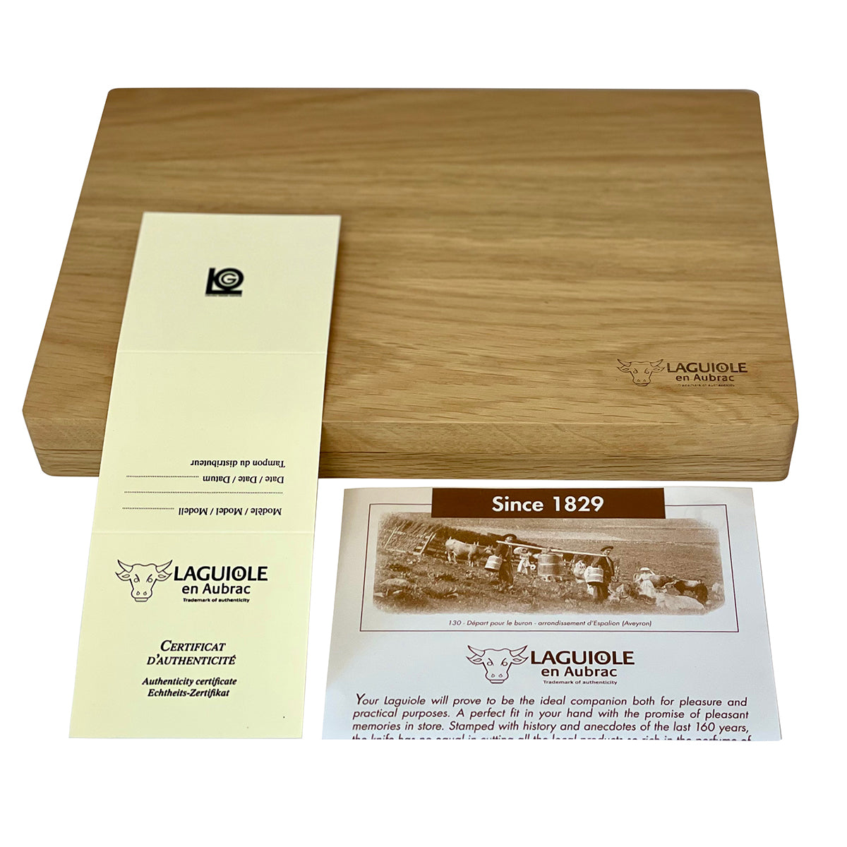 Laguiole en Aubrac Steak House Handcrafted 4-Piece Steak Knife Set with Mixed Woods Handles