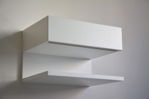 Minimalist White Floating Nightstand With an Extra Shelf