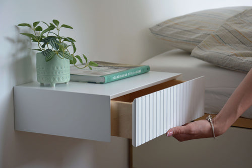 Fluted Nightstand With Drawer White