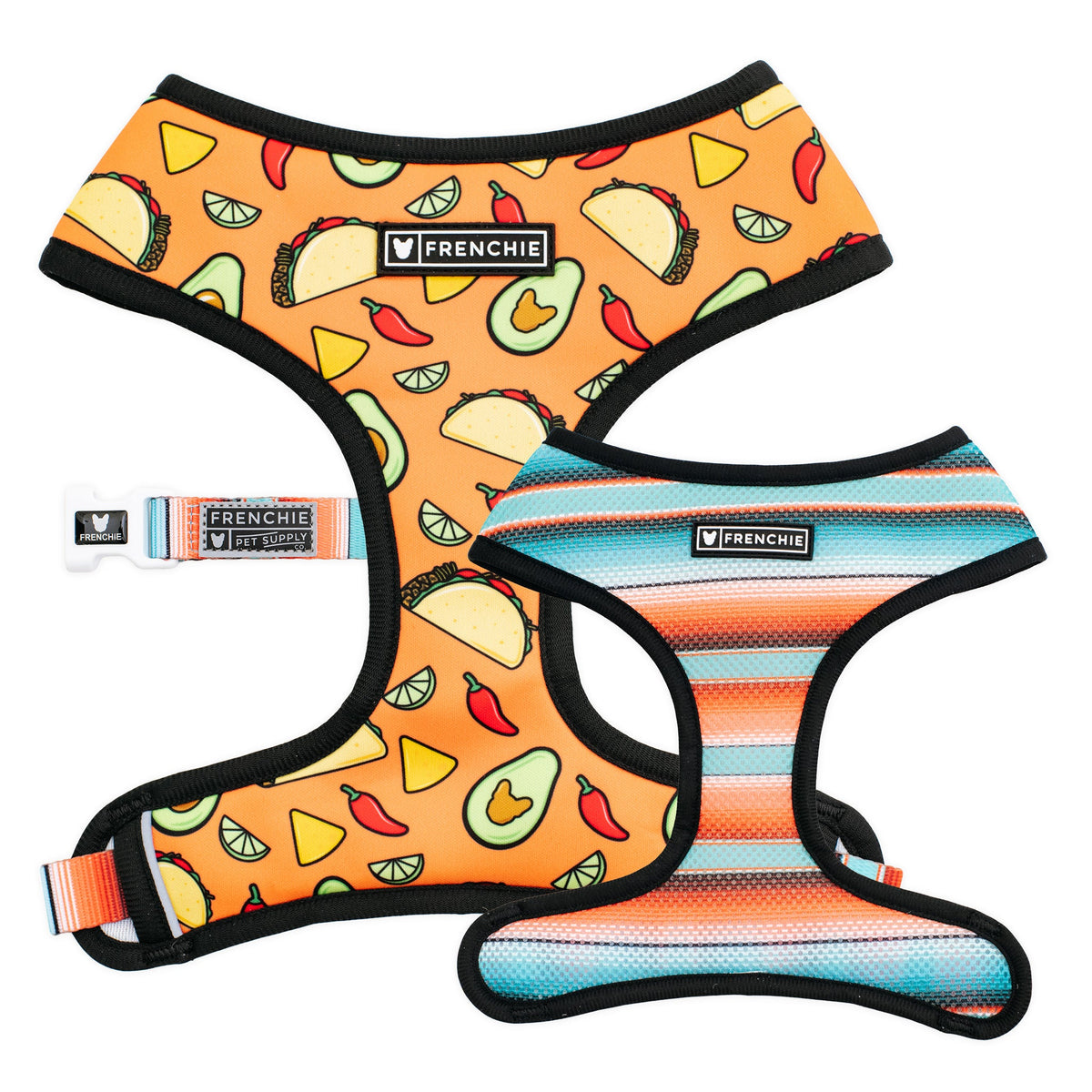 Frenchie Duo Reversible Harness - Taco Tuesday- Orange