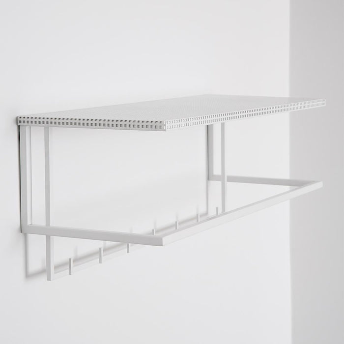 kristina dam studio white steel coat rack with shelf grid coat hanger