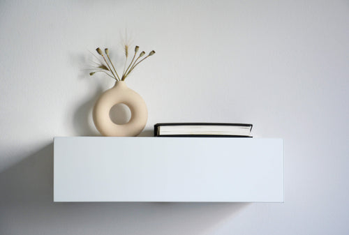 Minimalist White Floating Nightstand With Drawer