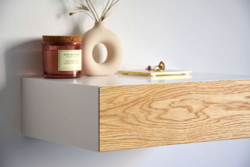 Minimalist Floating Nightstand With Oak Drawer