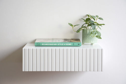 Fluted Nightstand With Drawer White