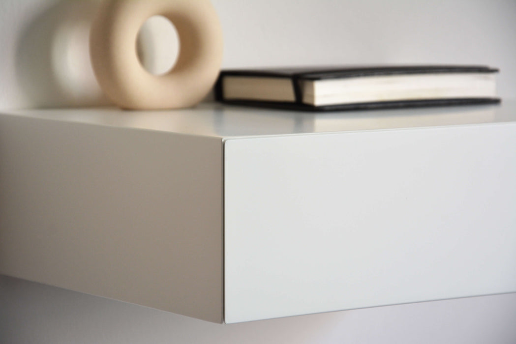 Minimalist White Floating Nightstand With Drawer