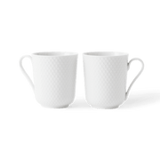 Lyngby Porcelæn Rhombe Mug With Handle, White, 11.2 Oz, 2 Pcs.