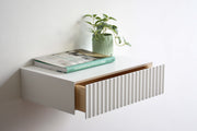 Fluted Nightstand With White Drawer