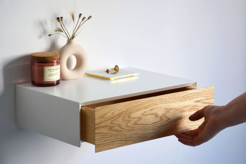 Minimalist Floating Nightstand With Oak Drawer