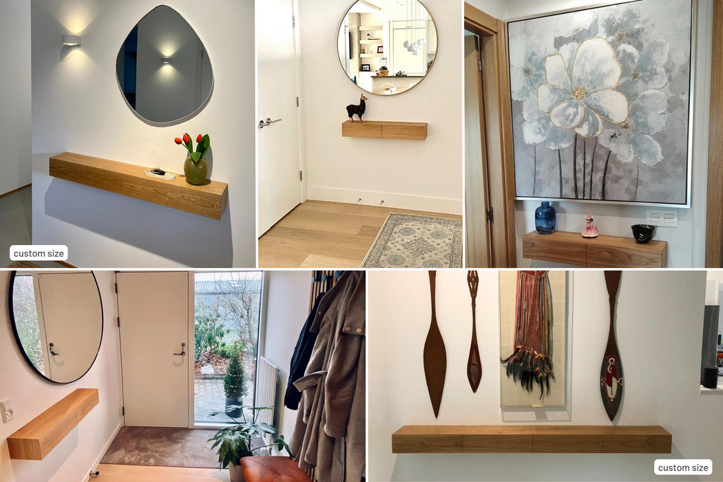 Floating Shelf Hallway Wall Unit Floating Entryway Shelf Oak – M