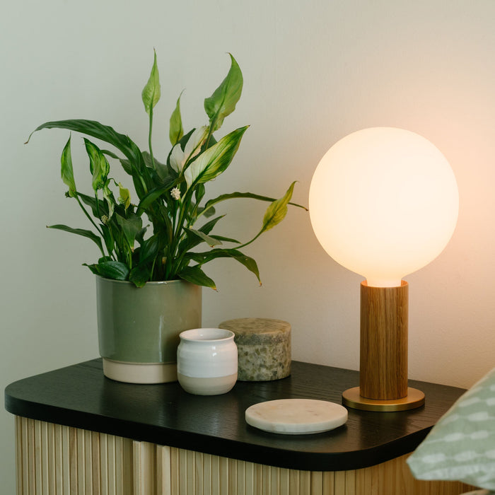 Knuckle Table Lamp in Walnut + Sphere IV