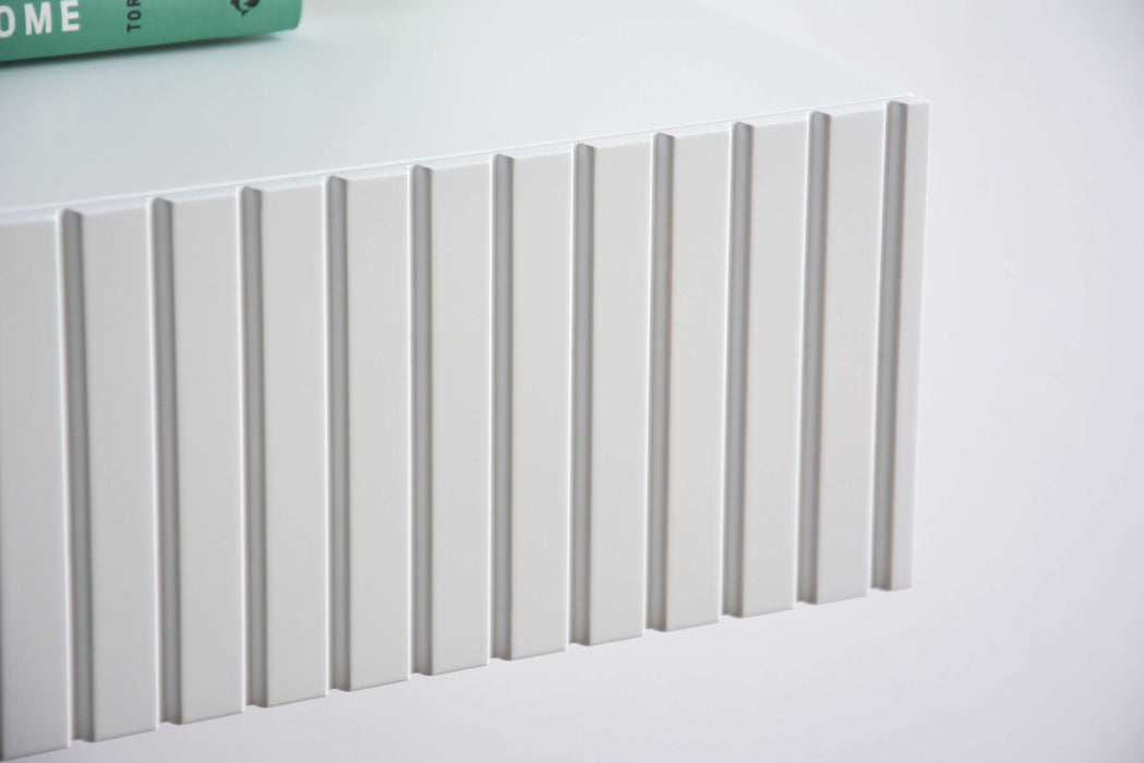 Fluted Nightstand With Drawer White