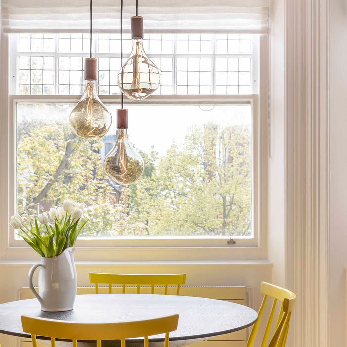 Triple Pendant in Oak - White Canopy