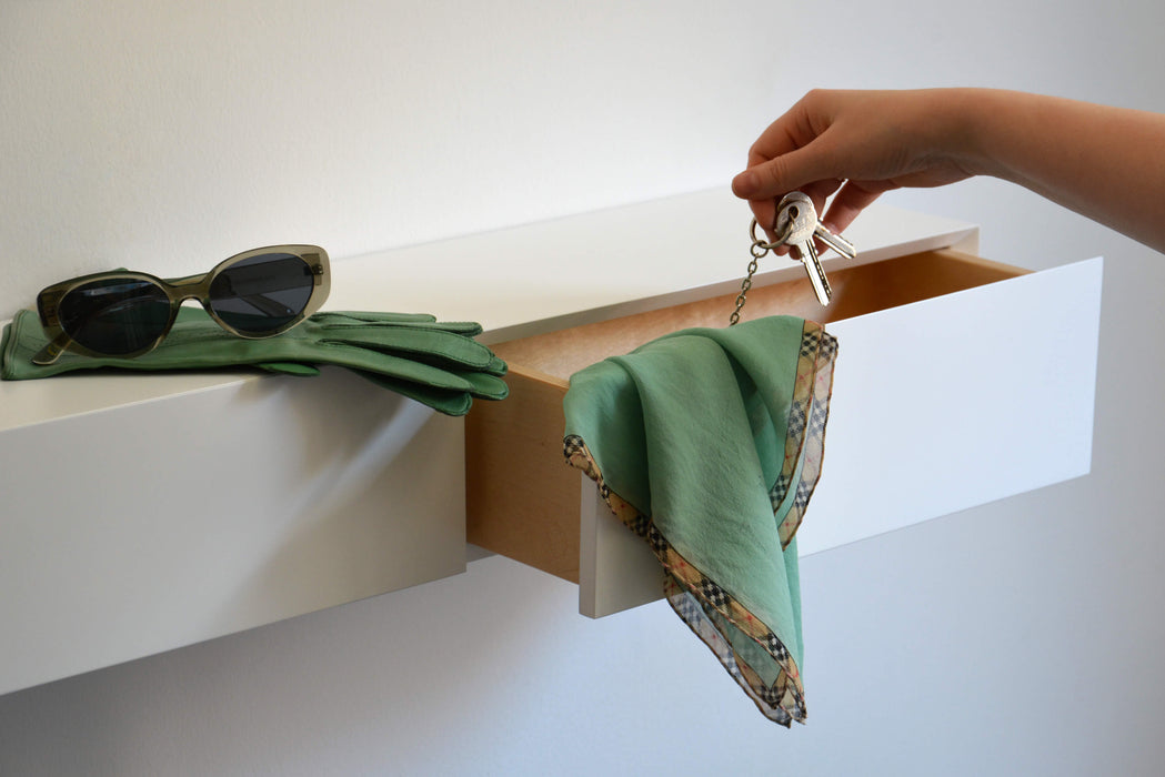 White Floating Entryway Shelf