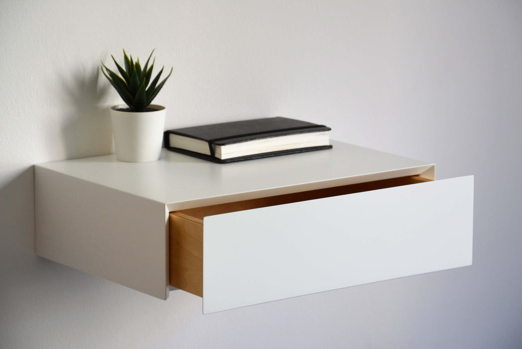 Minimalist White Floating Nightstand With Drawer