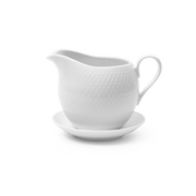 Lyngby Porcelæn Rhombe Gravy Boat, White, H: 4.7"